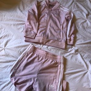 Pink Girls Adidas Tracksuit
